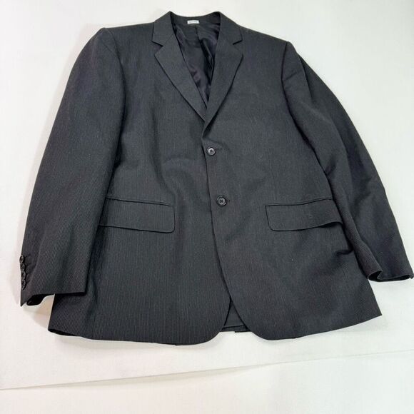 Calvin Klein Jacket Sport Coat Mens Large Pinstripe Gray Single Button Career - Picture 1 of 8